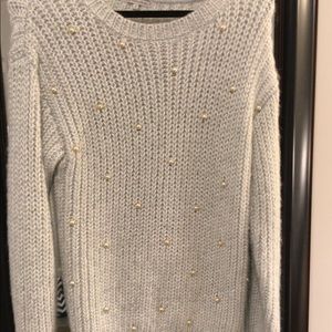 Oversized knit sweater with pearl detail